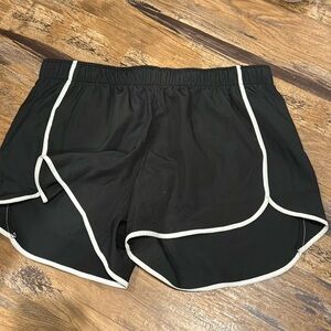 Black and white running shorts